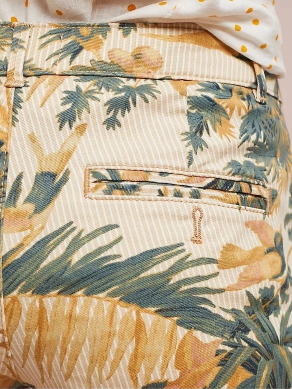 By Anthropologie relaxed bird print chino trousers sz 29 - Picture 5 of 13